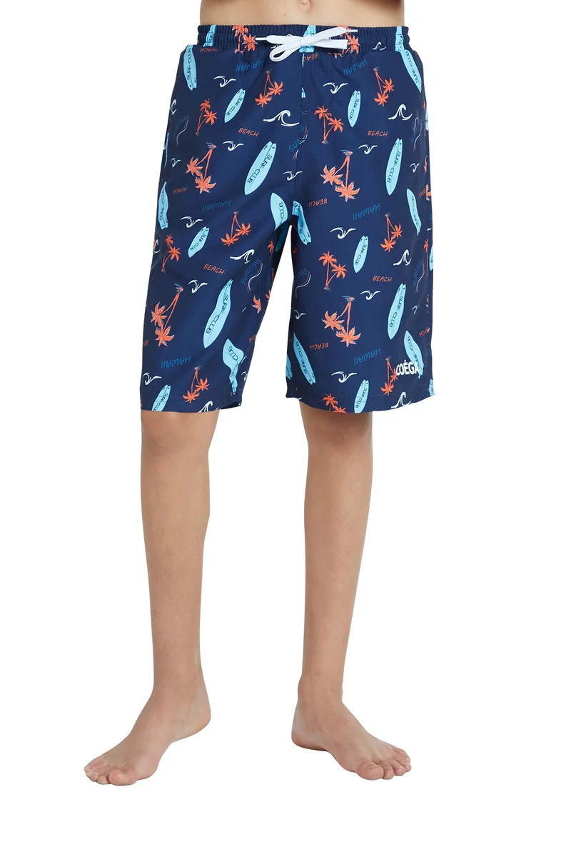COEGA  Boys Kids Boardshorts - Navy Peach Palms